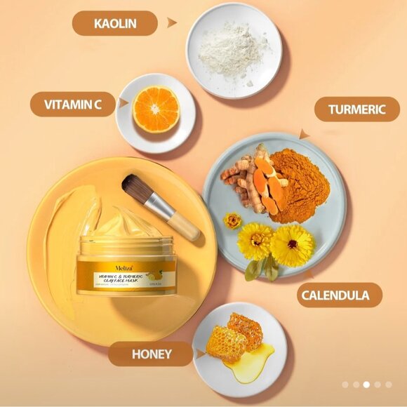 Meliza Vitamin C & Turmeric Clay Face Mask 120g Deep Cleansing & Moisturizing - Picture 5 of 6